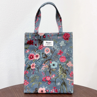 韩国进口DAMS复古优雅甜美花朵印花防水便当手提包袋妈咪包大容量