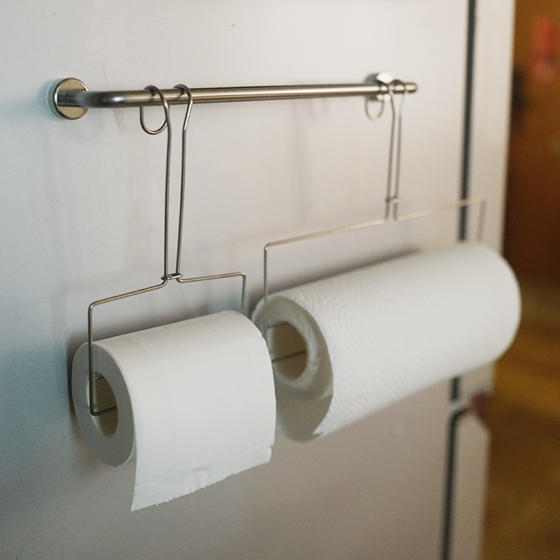 朴房 出口日本免打孔悬挂不锈钢纸巾架厕纸架简约ins厨房纸巾挂架