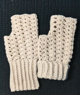 编织半指头手套围脖晨雾灰色手编6号线牛奶棉桔黄色卡其白色手套