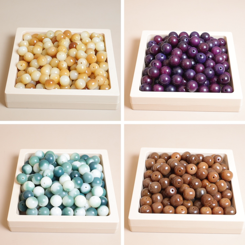 天然菩提根散珠DIY串珠绿飘花