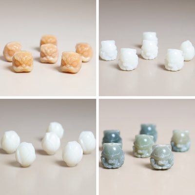 菩提根刻莲花醒狮九尾狐柿柿如意