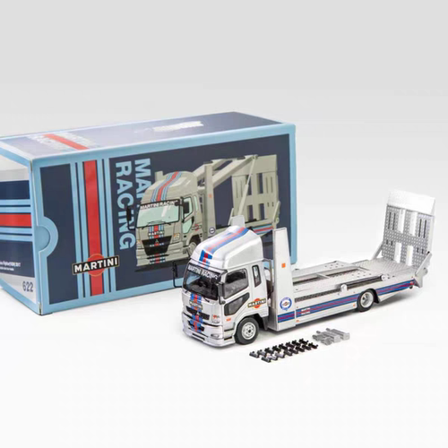 GCD 1:64 三菱Fuso Fighter Mk2双层平板拖车 马天尼合金汽车模型