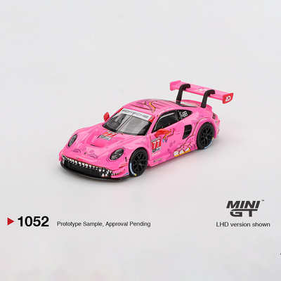 MINIGT 1:64 保时捷 911 GT3 R 77号 粉色恐龙 合金汽车模型 1052