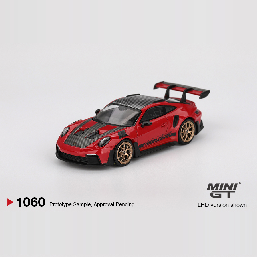 MINIGT 1:64 保时捷 911 992 GT3 RS 红色金轮 合金汽车模型 1060