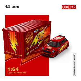 CC 1:64 宝马MINI COOPER 闪电麦昆集装箱套装 仿真合金汽车模型