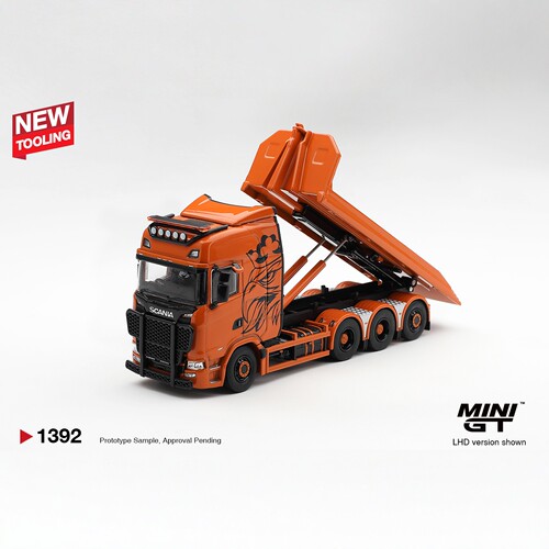MINIGT 1:64 斯堪尼亚770S B8x4NA 钩臂式平板车 合金车模型 1392
