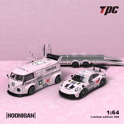 TPC 1:64 911 992 GT3 RS大众T1拖车Hoonigan粉色43#合金汽车模型