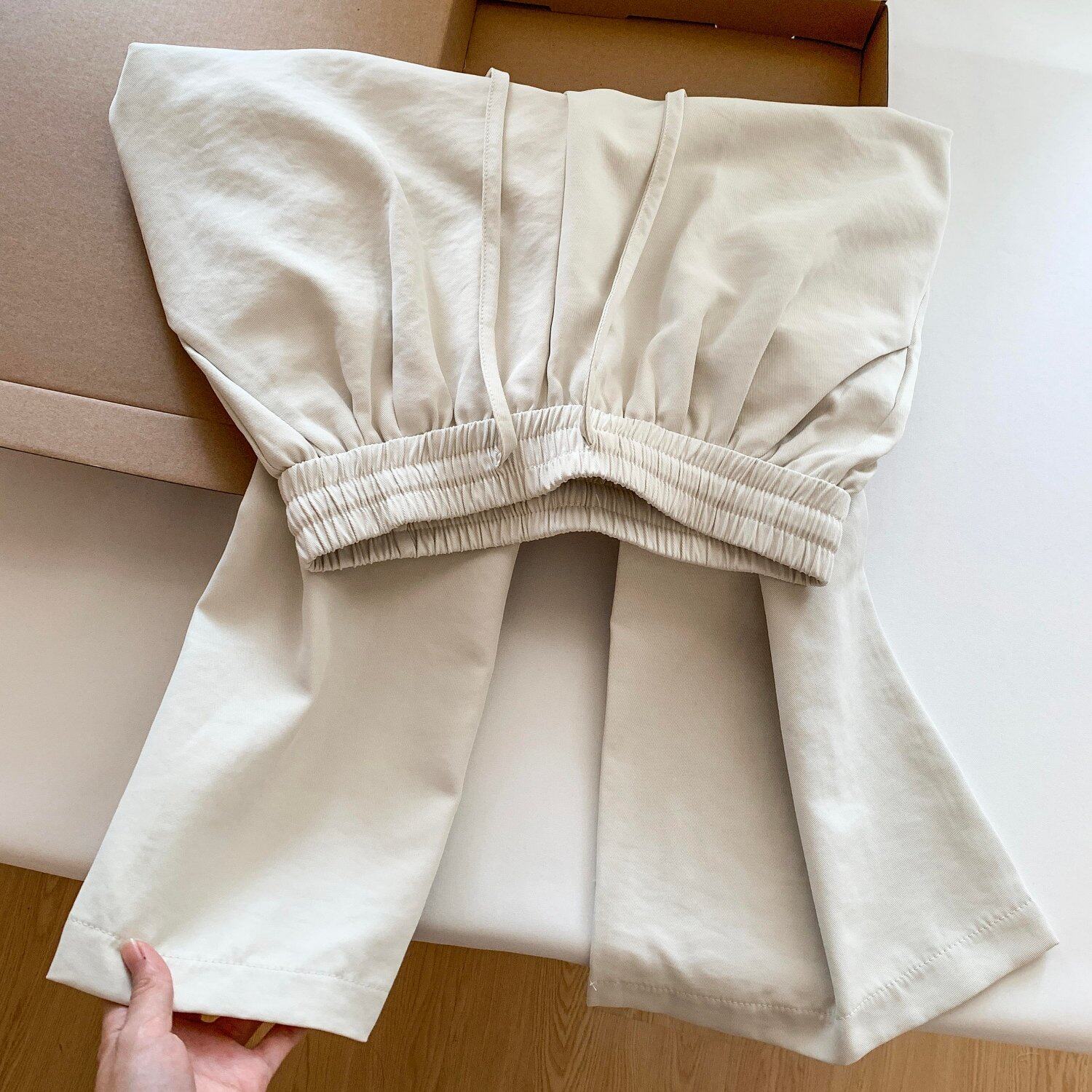 实拍休闲裤女夏薄款小个子垂感休闲慵懒风直筒防晒裤子