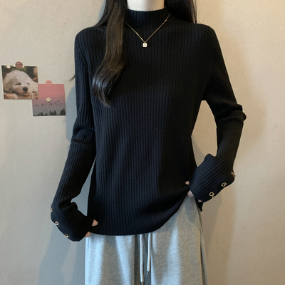 实拍 胖mm秋装大码女装新款半高领针织衫显瘦韩版毛衣打底衫上衣
