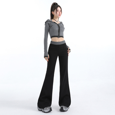 实拍设计感喇叭裤女2025秋新款高腰提臀显瘦瑜伽休闲运动卫裤
