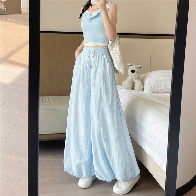 实拍花苞裙裤子女夏季薄款新款宽松垂感休闲速干冰丝阔腿灯笼裤裙