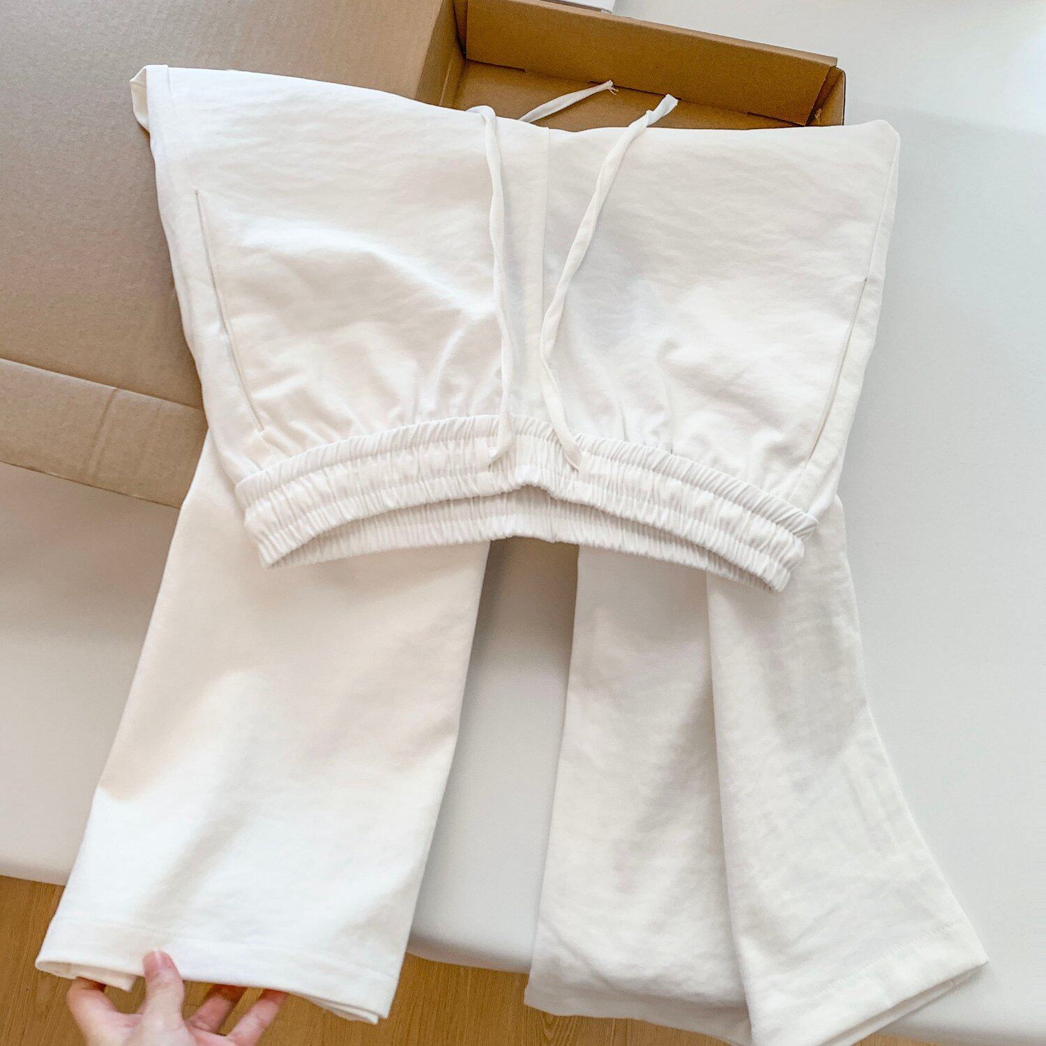 实拍速干阔腿裤女夏小个子垂感休闲慵懒风直筒防晒裤子