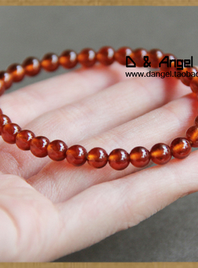 稀有天然石榴石橘红色手链6mm