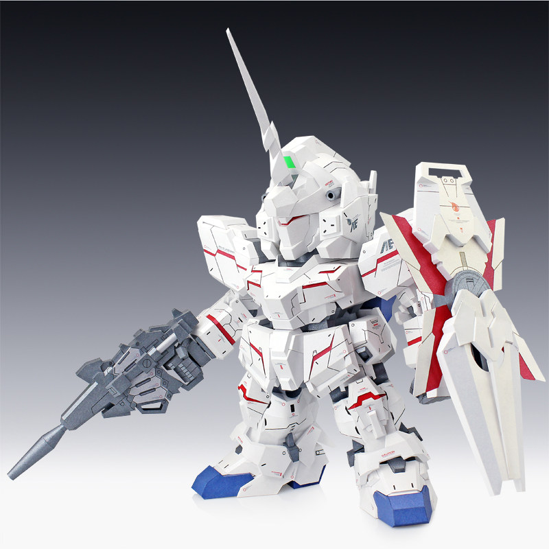 q版sd独角兽3d纸模独角模式纸手工手办高达