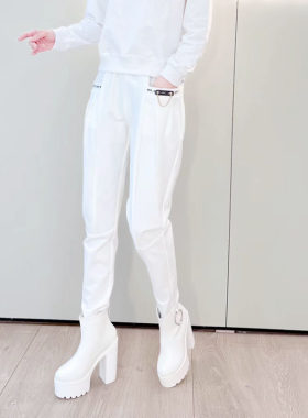宽松哈伦裤女高腰长裤显瘦白色