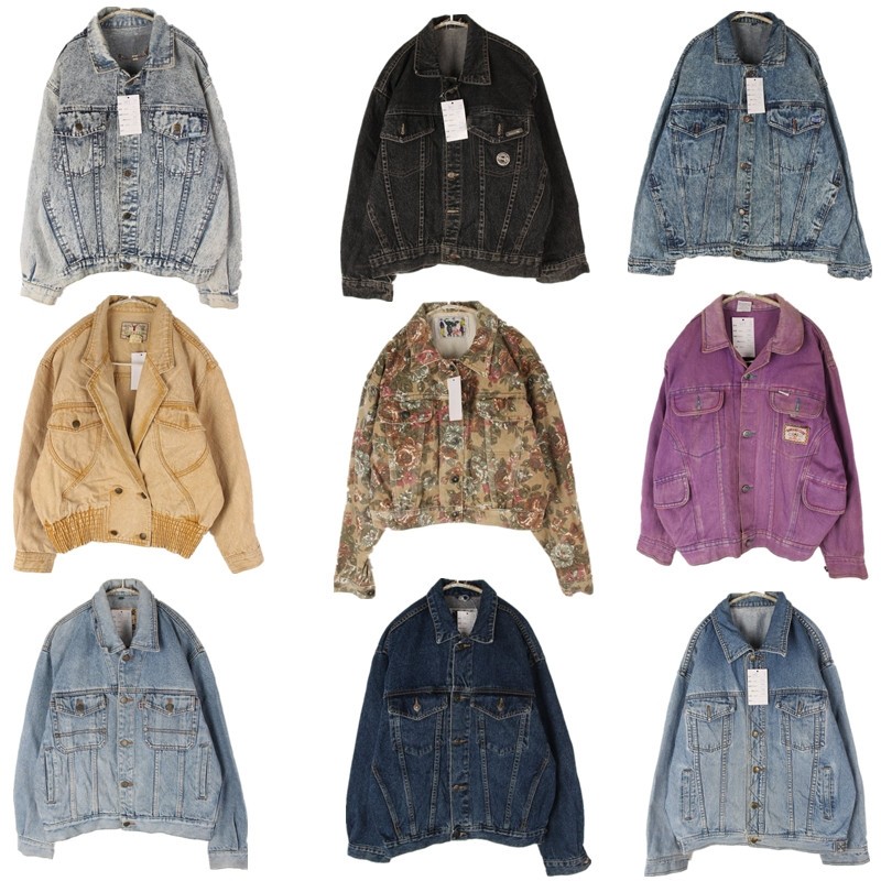 古着vintag复古街头水洗做旧原宿风牛仔衣外套男BF百搭夹克冬N47