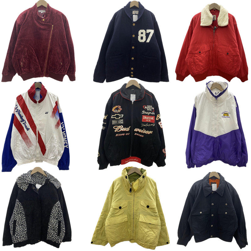 古着vintage街头潮牌帆布工装棒球服撞色刺绣夹克外套冬季男BQ212