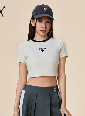 百亿修身短款白色BabyTee短袖运动T恤女款PUMA彪马夏季上衣695498