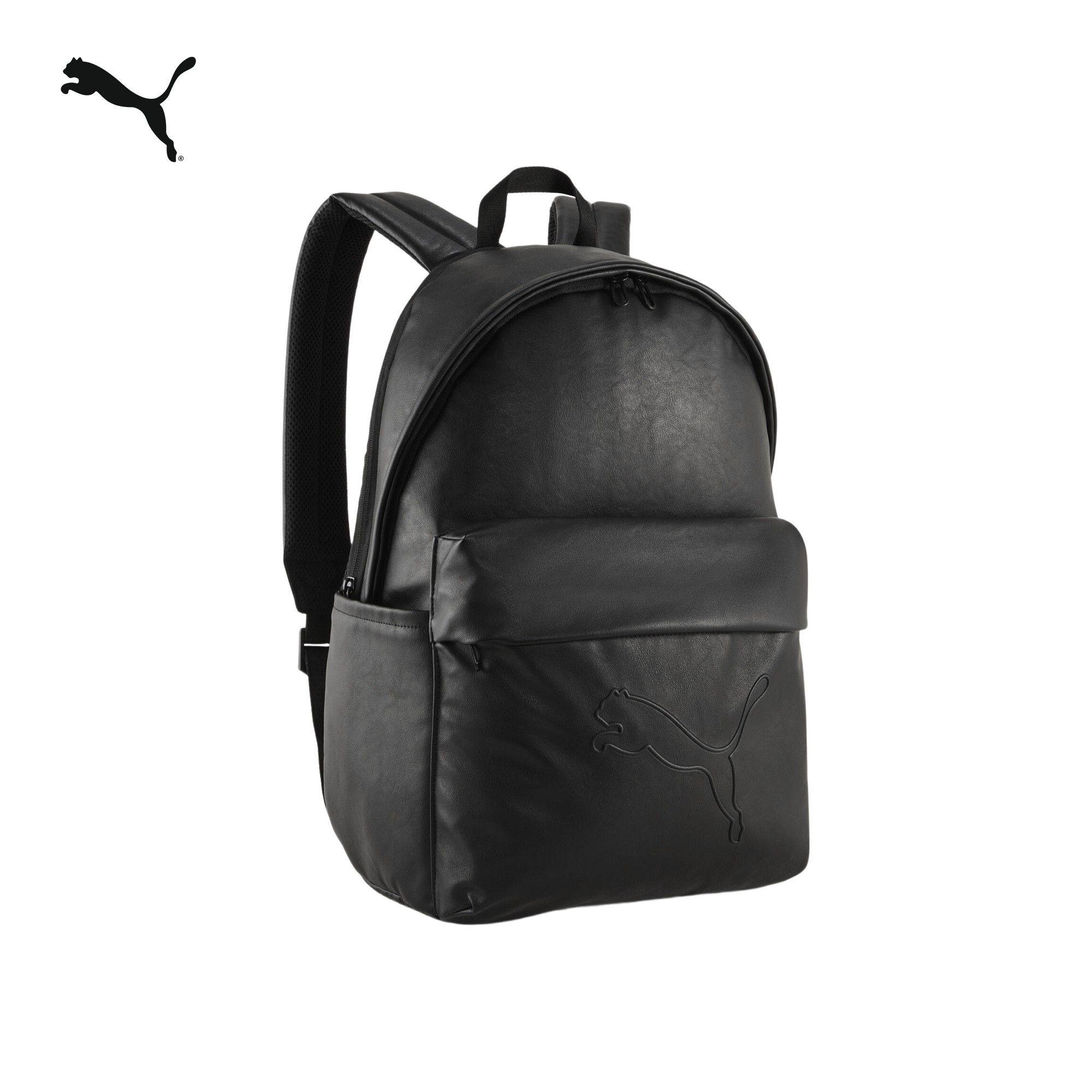 通勤商务复古黑色PU皮双肩包男女款PUMA彪马官方新款电脑包092314