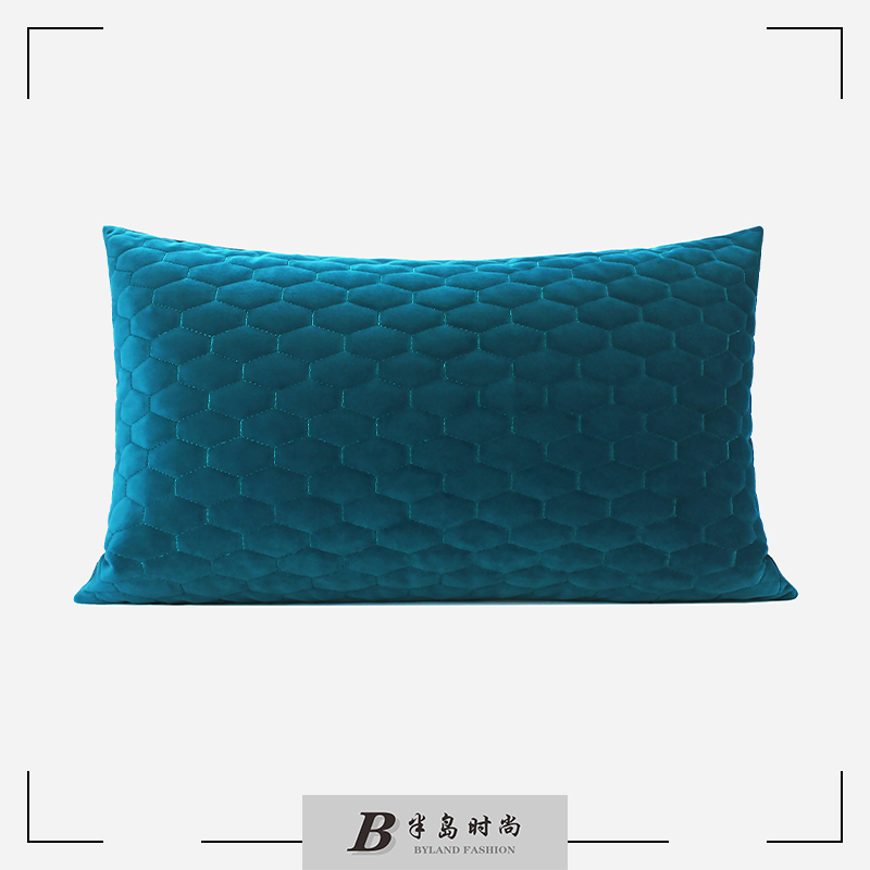BYLAND孔雀蓝几何图案样板间抱枕