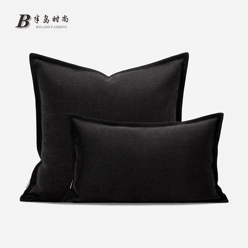 BYLAND黑色棉麻侘寂风抱枕