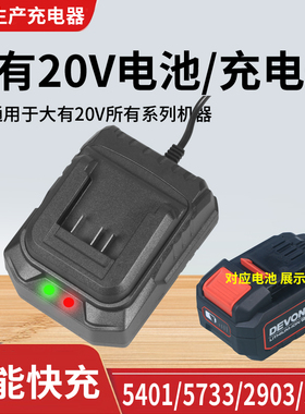 适用于大有20v电池充电器4.0/5.0锂电池快充电动工具座充适配器