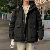 宽松城市休闲风男士 连帽羽绒服90%白鸭绒加厚保暖工装 面包服外套