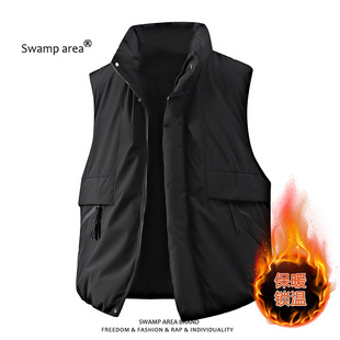 SWAMP AREA美式工装立领棉衣马甲男冬季加厚保暖棉服马夹宽松外套