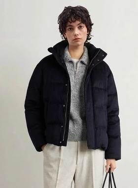 BNF 羊毛科技面料防风雨落肩廓形短款鹅绒羽绒服