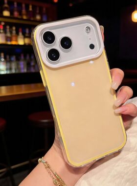 适用iPhone17promax新款手机壳17简约边框苹果16promax气囊撞色iPhone15超薄硅胶14pro高级感全包硬壳素材