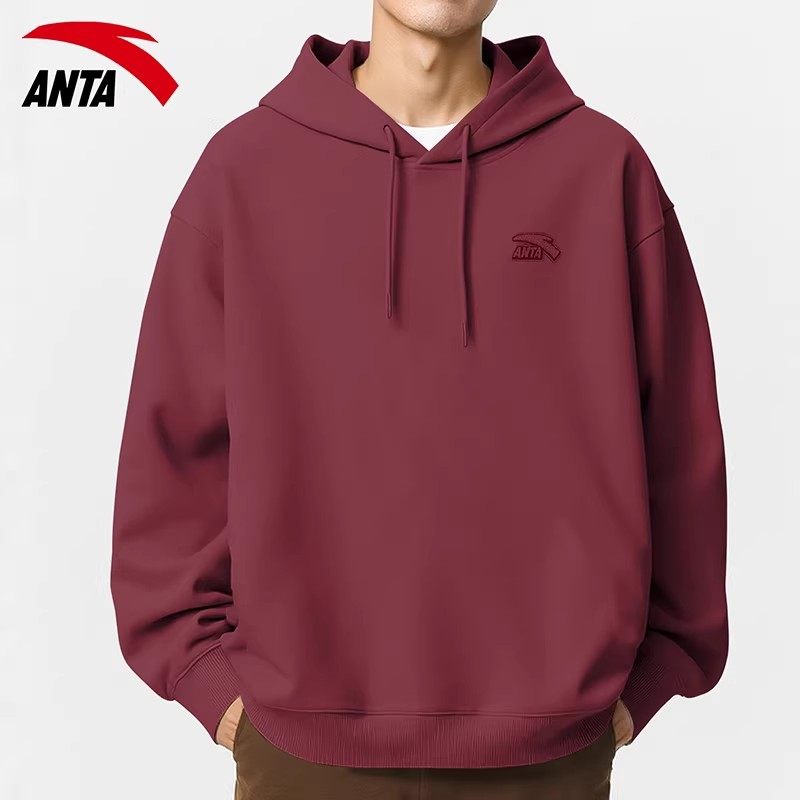 安踏连帽卫衣男款休闲上衣2026春季新款套头衫宽松秋冬款大码长袖