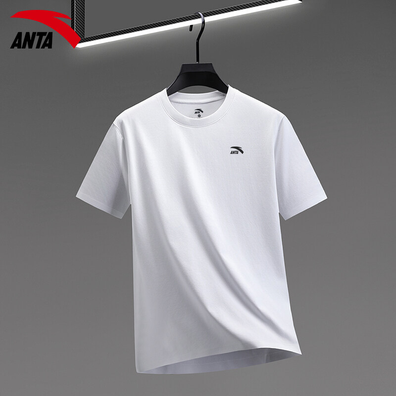 安踏短袖男士官方旗舰正品夏季新款白色青少年宽松运动体恤棉t恤