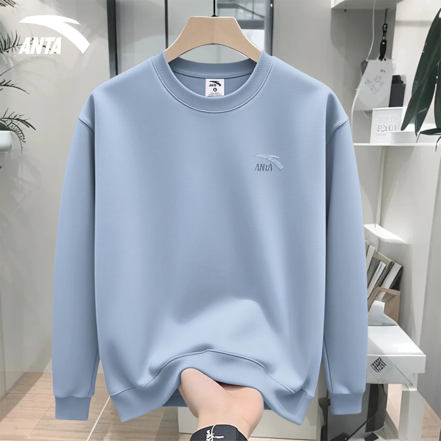 安踏卫衣男款2026春新款情侣款休闲慵懒风t恤宽松大码衫薄款