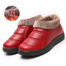 女妈妈棉鞋 皮面棉拖鞋 包跟老北京布鞋 女冬季 保暖防滑中老年居家鞋
