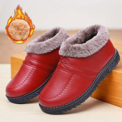 皮面棉拖鞋女冬加绒加厚包跟包脚