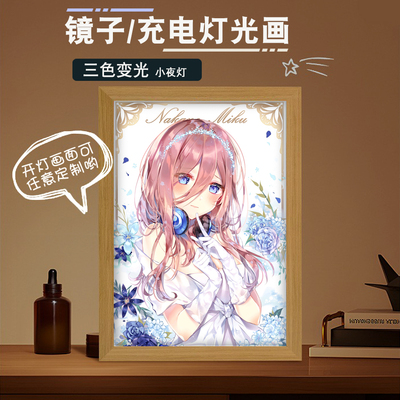 五等分的花嫁中野三玖镜子灯光画