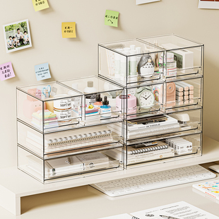 学生书桌大容量分格置物架办公室宿舍整理盒 桌面文具收纳盒抽屉式
