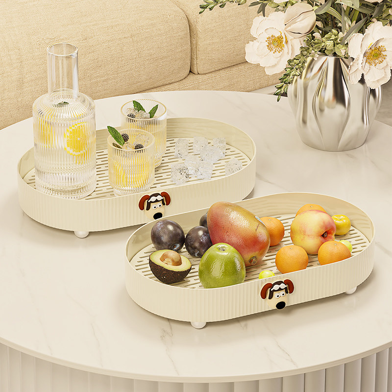 水果盘家用客厅茶几零食糖果茶点摆放盘子塑料水杯架双层沥水托
