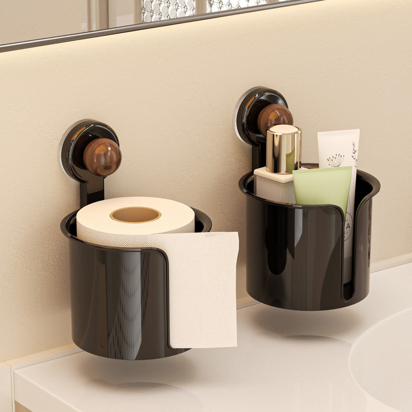 【2025新款】吸盘卫生间卷纸架