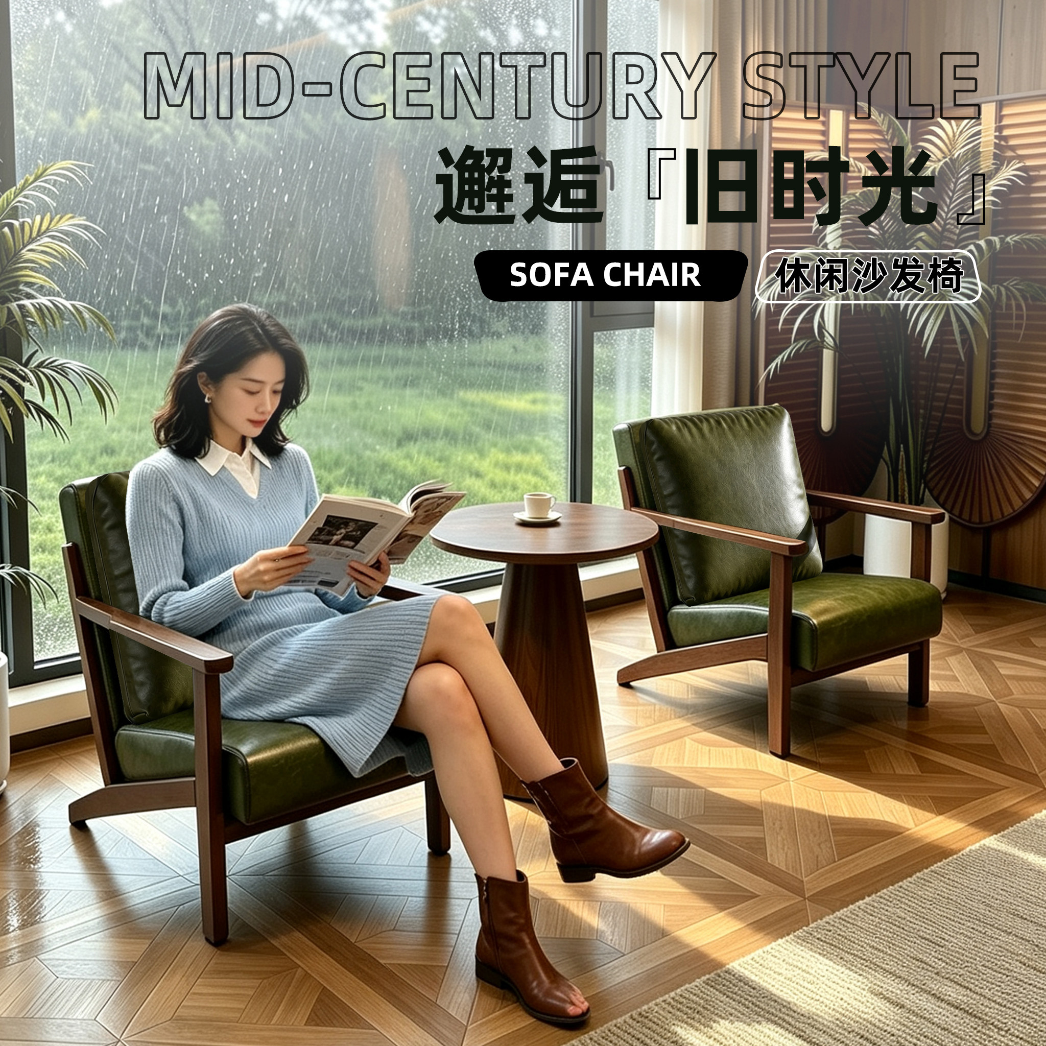 复古咖啡厅桌椅组合奶茶店商务洽谈简约沙发酒吧休息区沙发椅卡座