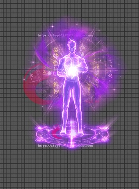 传奇人物光柱特效素材 NPC素材 紫色战士能量蓄力 高清动态 GH165