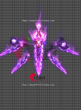传奇光柱素材 紫色精灵绕剑法宝特效 光环高清动态PNG序列 GH147