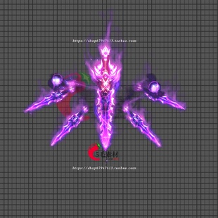 传奇光柱素材 紫色精灵绕剑法宝特效 光环高清动态PNG序列 GH147