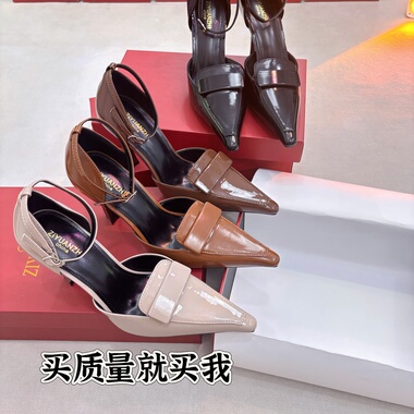 2025新款轻奢走秀斩男辣妹高跟鞋尖头细跟中空气质单鞋女浅口包头