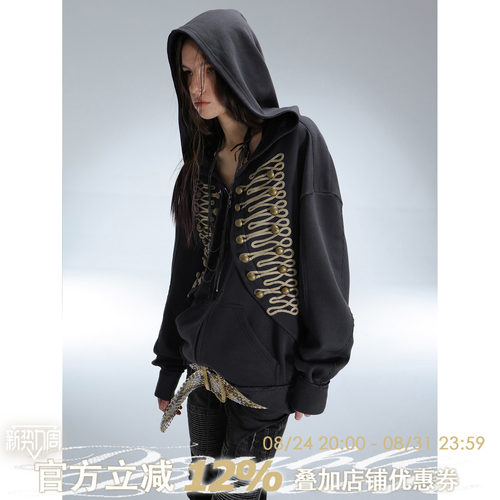 DP春秋拿破仑金属扣宽松卫衣外套