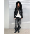 DoublePunch秋冬短款 收腰派克服环保皮草内里加厚防寒毛领外套