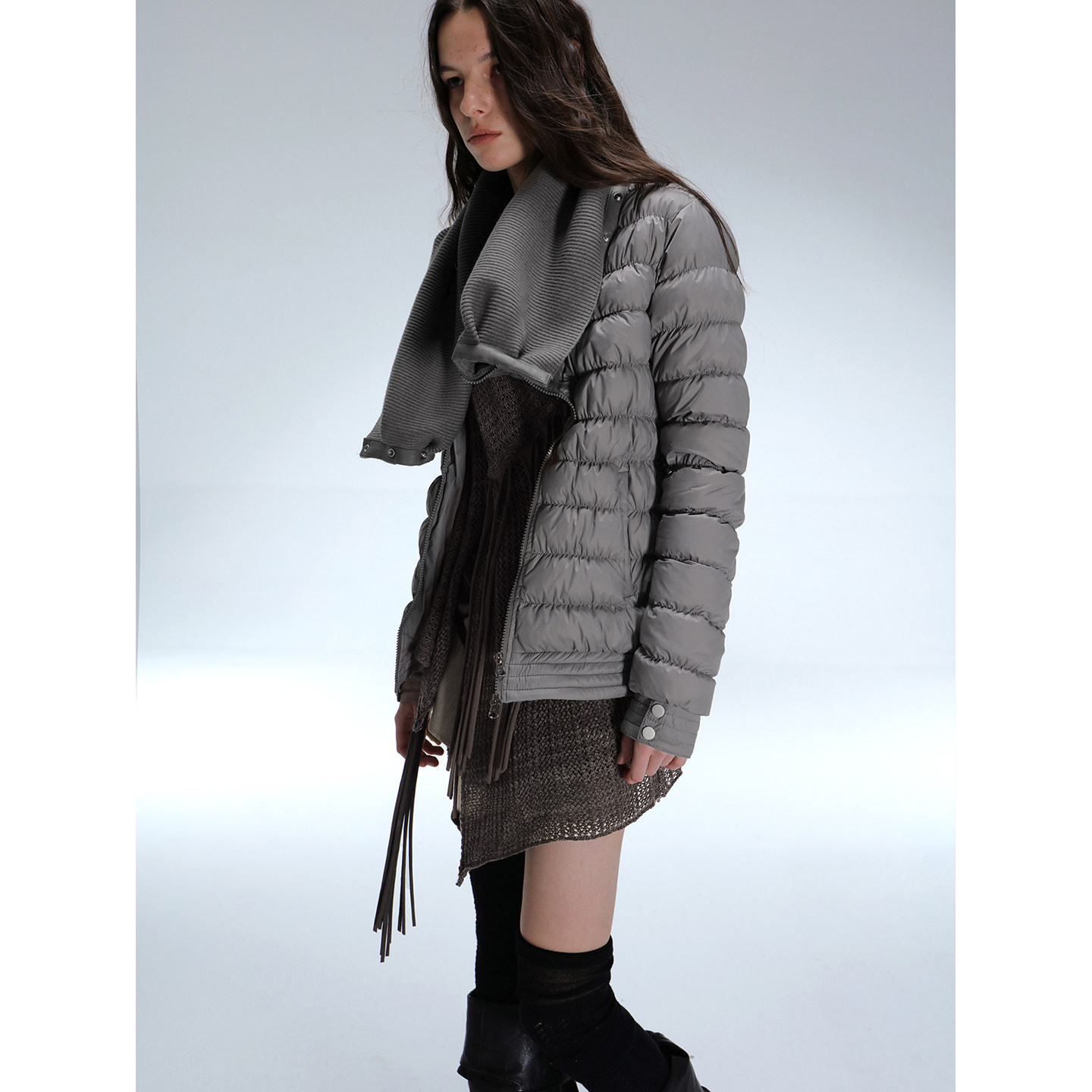 DoublePunch秋冬原创90白鸭绒堆堆领修身显瘦短款排骨羽绒服外套