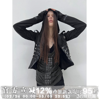 DoublePunch骑士拼皮拿破仑外套