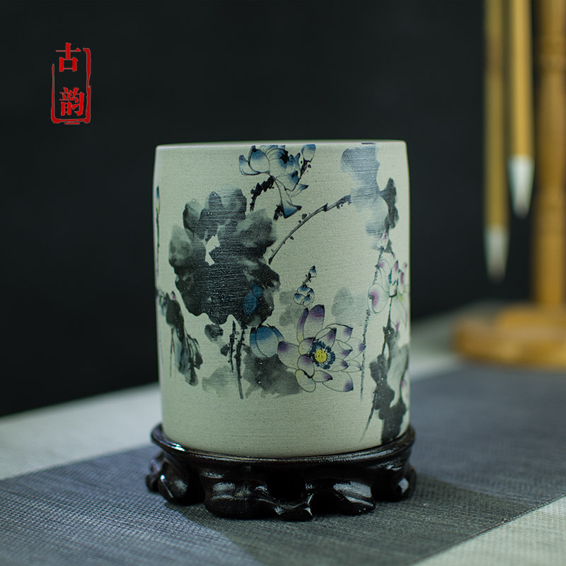 JINGDEZHEN 거친 점토 펜 홀더 크리 에이 티브 스승의 날 문화 축제 선물 문구 사무용품 학습 테이블 장식