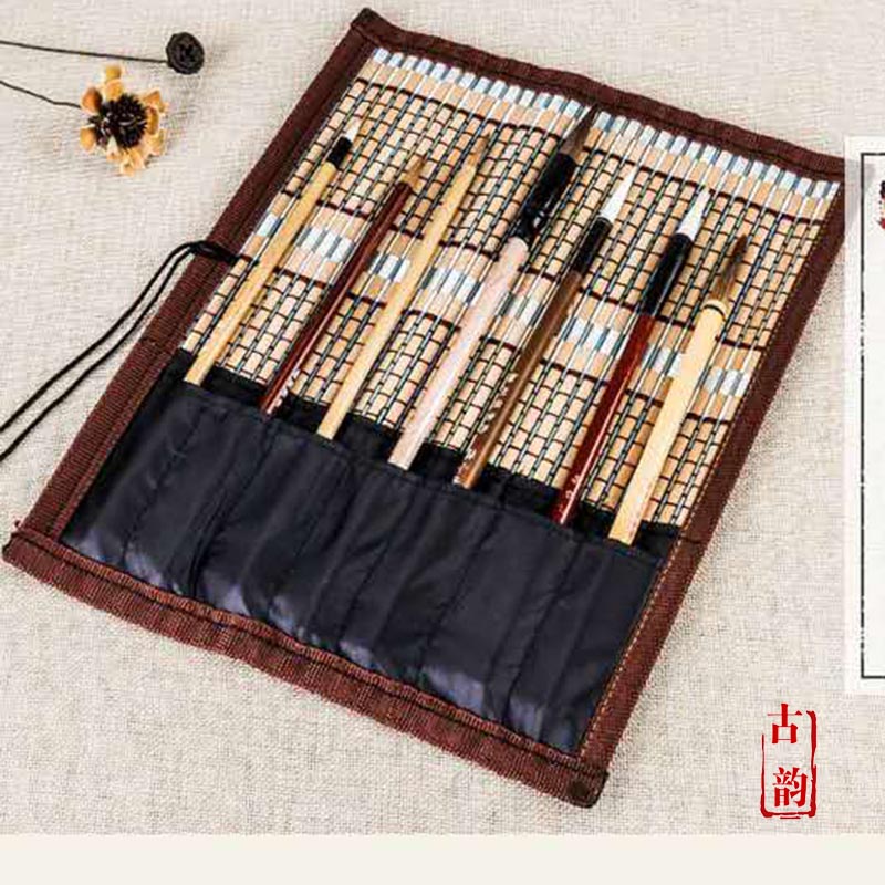 文房四宝毛笔笔帘法国竹子30cm